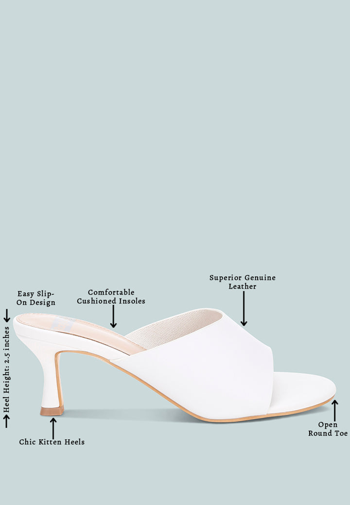 maude slip on kitten heels#color_white Genuine Leather