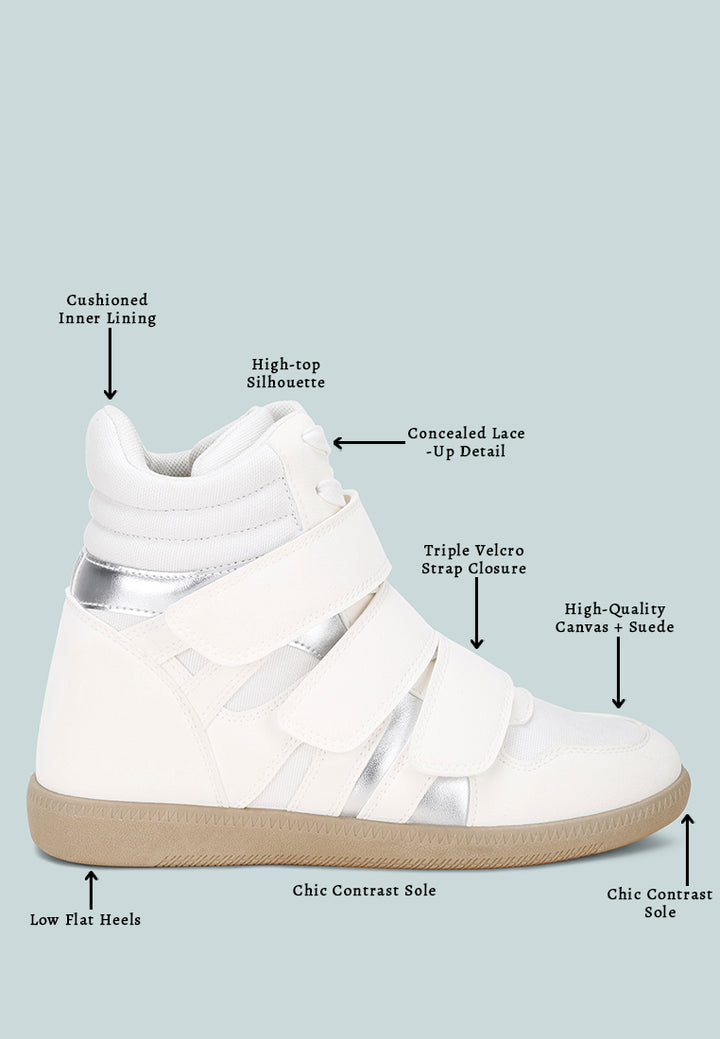 Zapatillas altas con triple correa y cuña acogedoras#color_white