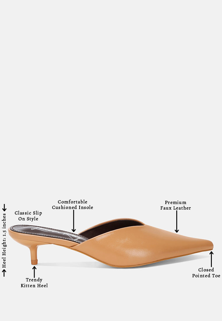Revasta Kitten Heel Mules#color_tan