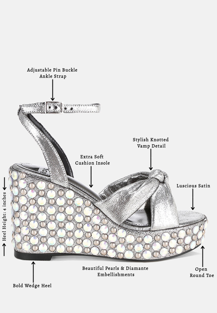 Sandalias de tacón de cuña con adornos Moondot#color_silver-Satin
