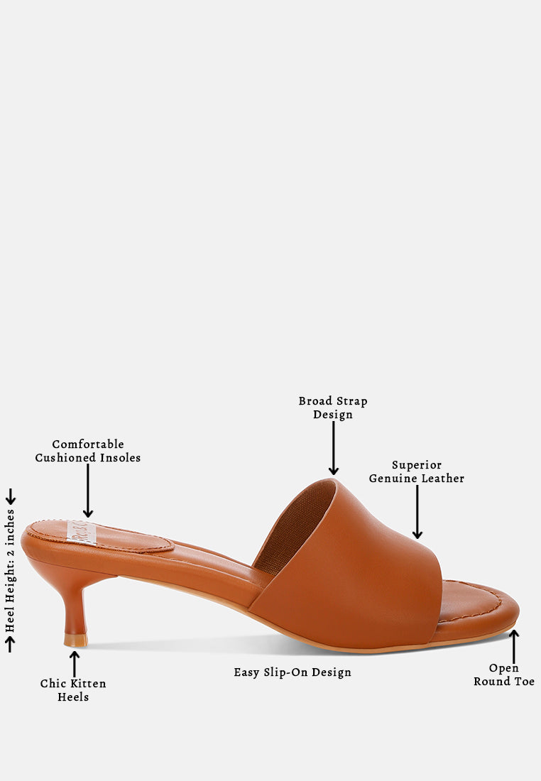 Vizzini Kitten Heel Sandals#color_tan Genuine Leather