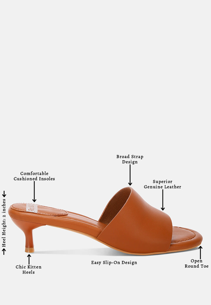 Vizzini Kitten Heel Sandals#color_tan Genuine Leather