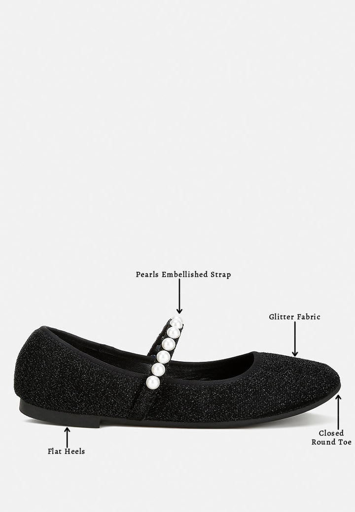 pearl strapped glitter ballerinas by mode#color_black