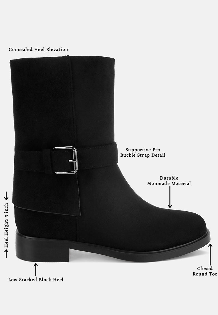 Tall & Taken Harness Detail Calf Boots#color_black-suede