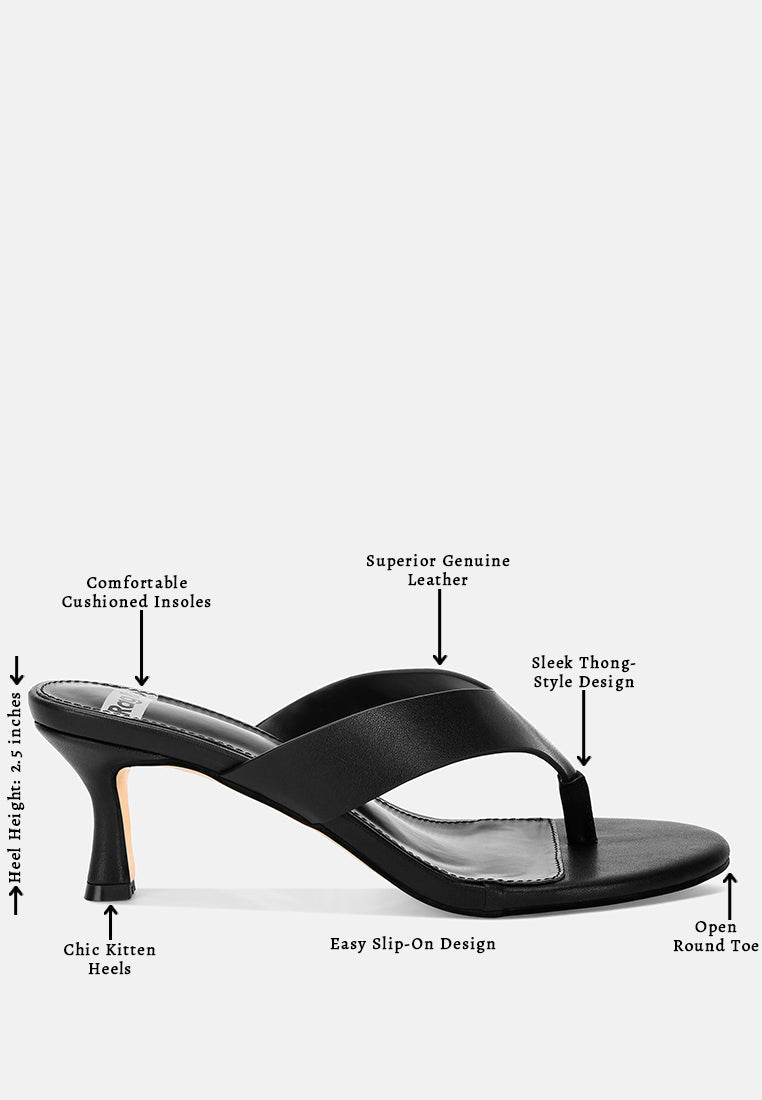 beaboux thong strap kitten heel sandals#color_black Leather