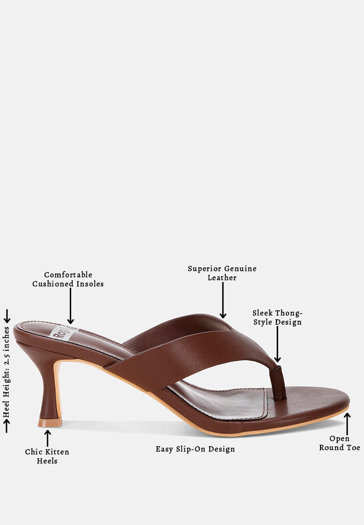 beaboux thong strap kitten heel sandals#color_brown Leather