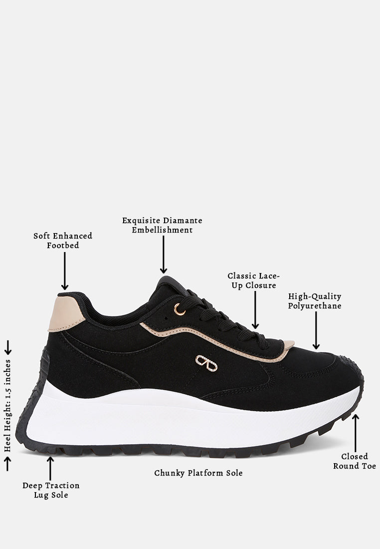 Tauasi Platform Sole Lace Up Sneakers#color_black