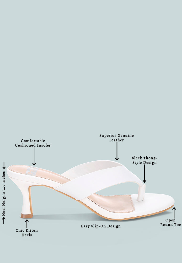 beaboux thong strap kitten heel sandals#color_white Leather