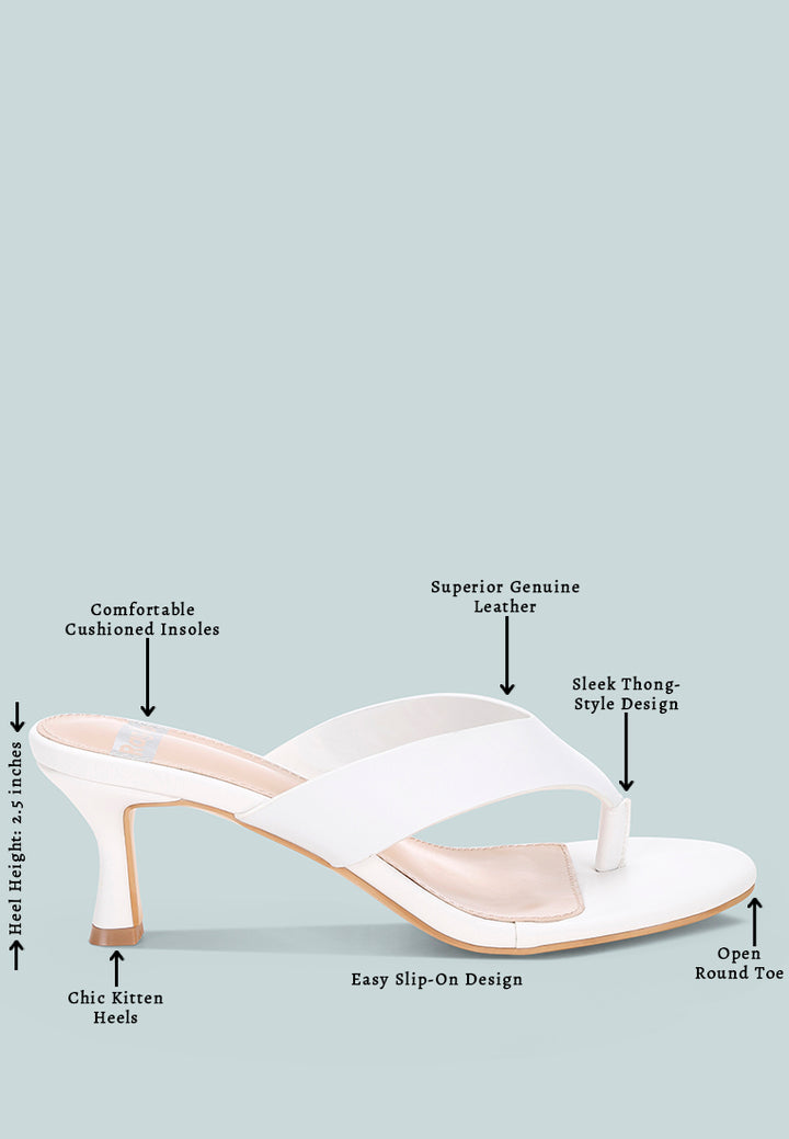 beaboux thong strap kitten heel sandals#color_white Leather