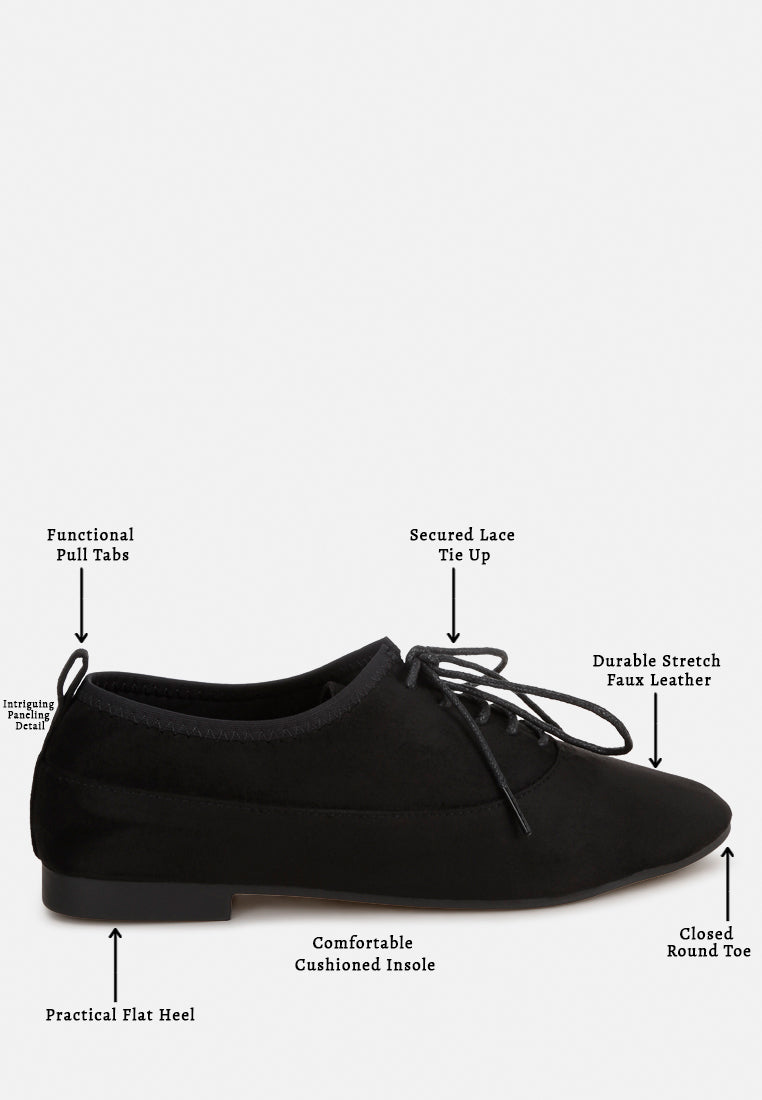 flexaura stretch fit lace up flats#color_black-suede