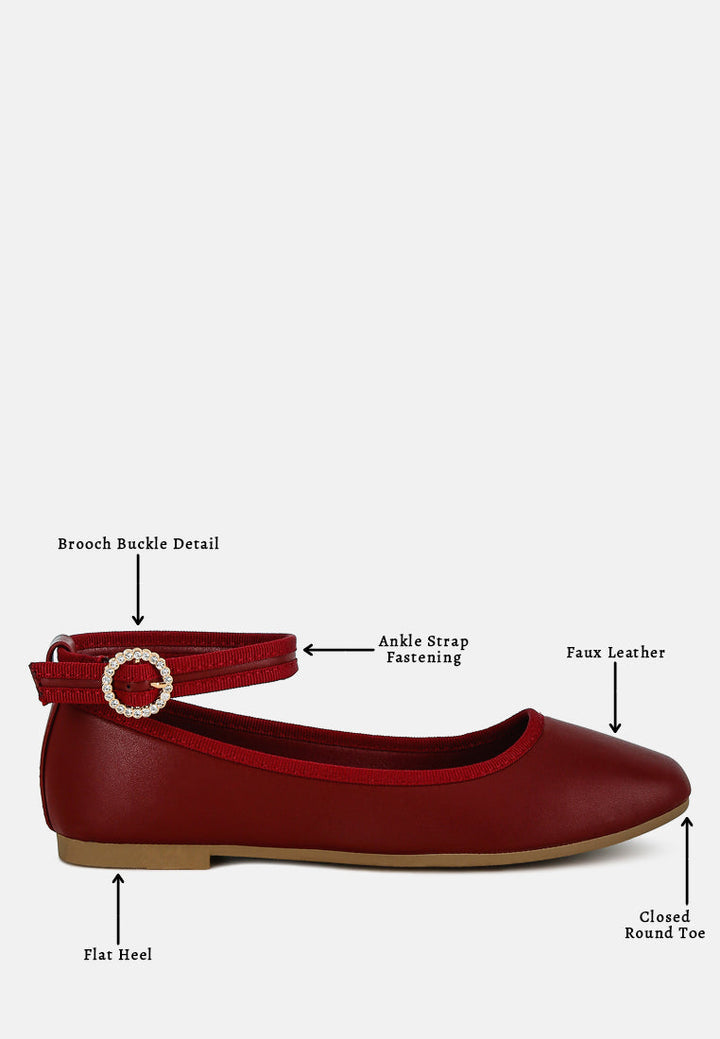 ankle strap detail ballet flats by rag#color_burgundy