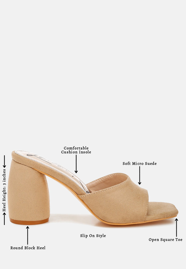 round heel micro suede sandals by ruw color_beige