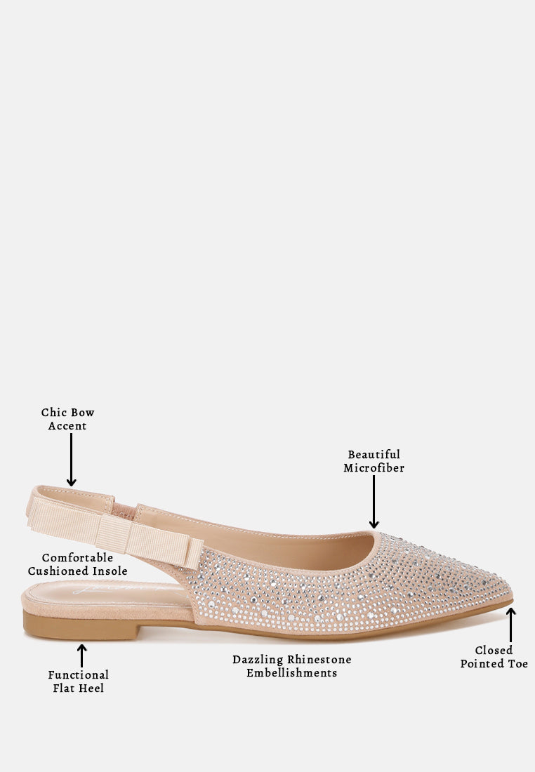 Firdisi Rhinestones Detail Flat Sandals#color_beige