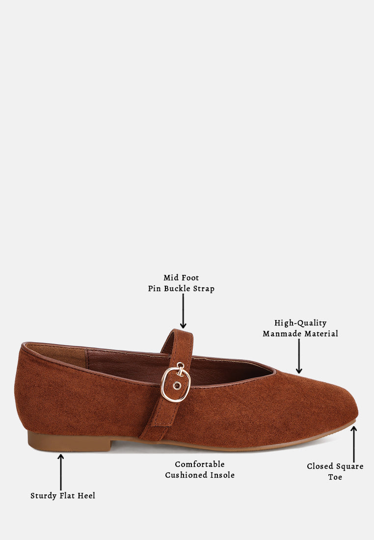 ninily mary jane flat ballerinas#color_brown-suede