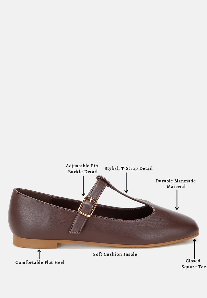 velsna pin buckle ballet flats#color_brown-smooth