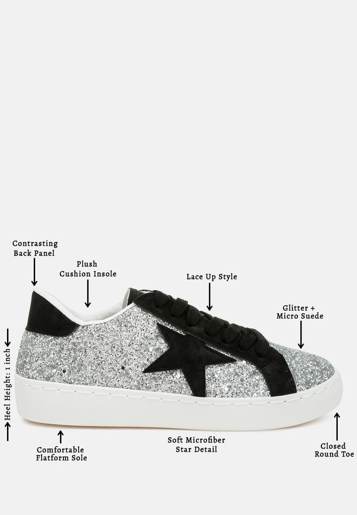 glitter star chunky sneakers by mode#color_silver