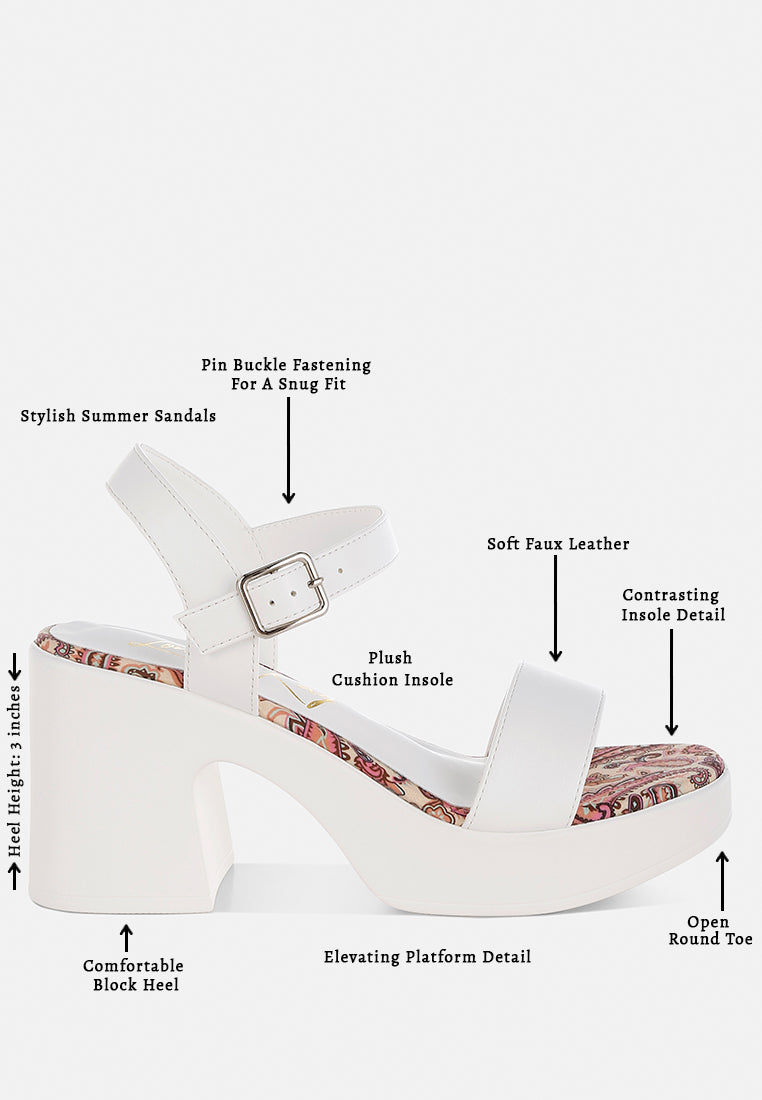 faux leather pin buckle platform heels by mode#color_white
