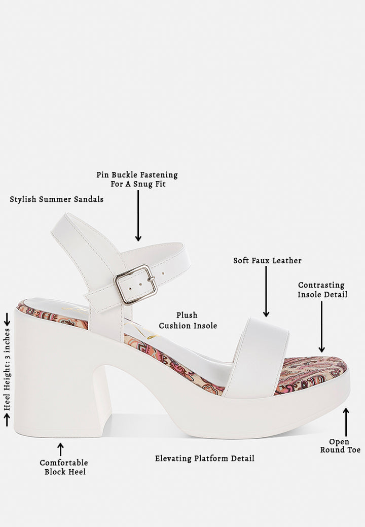 faux leather pin buckle platform heels by mode#color_white