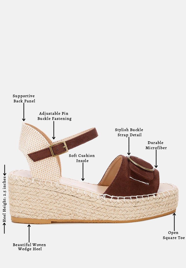 amilta buckle detail espadrille wedges#color_brown