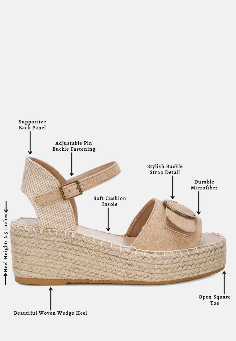 amilta buckle detail espadrille wedges#color_beige