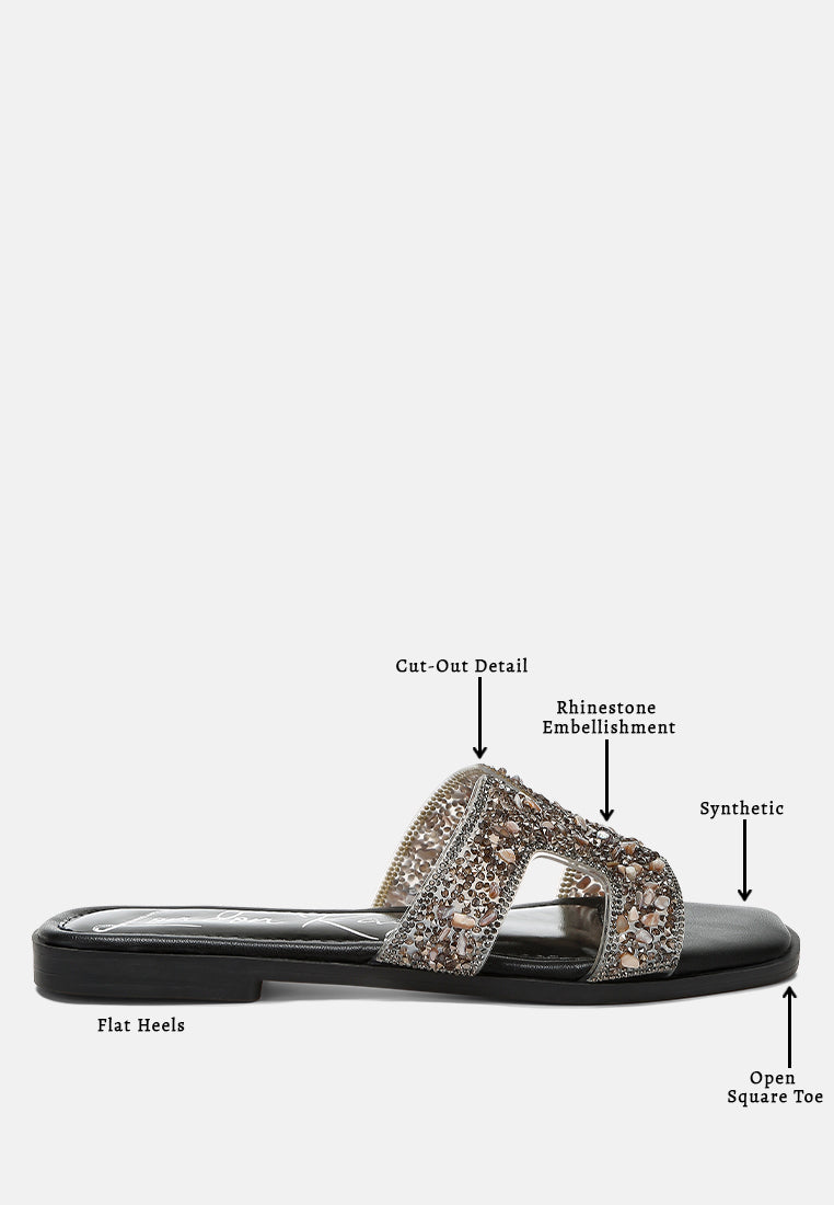 rhinestone detail cut-out flats by ruw color_black