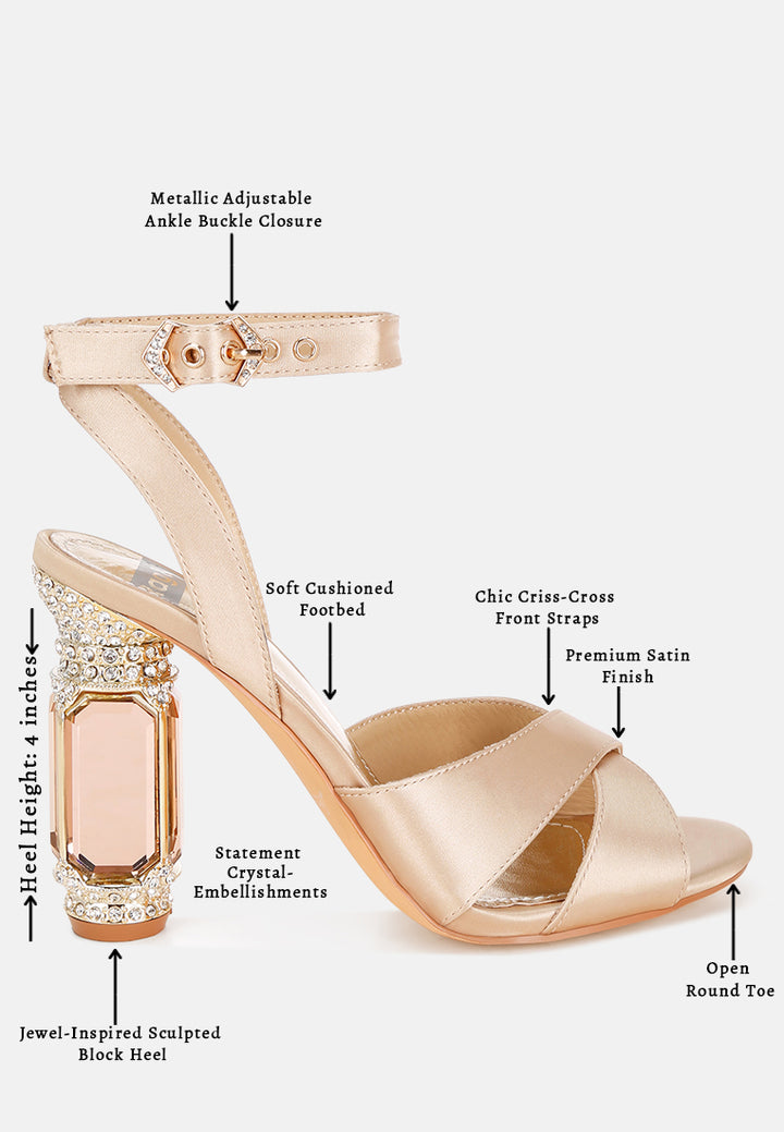 tribeca crystal & diamante pin buckle fantasy heels#color_gold
