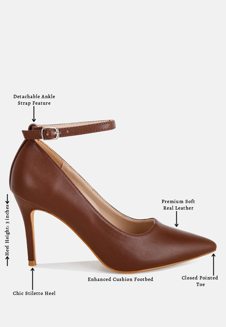 Dittany Ankle Strap Stiletto Heel Pumps#color_brown-leather