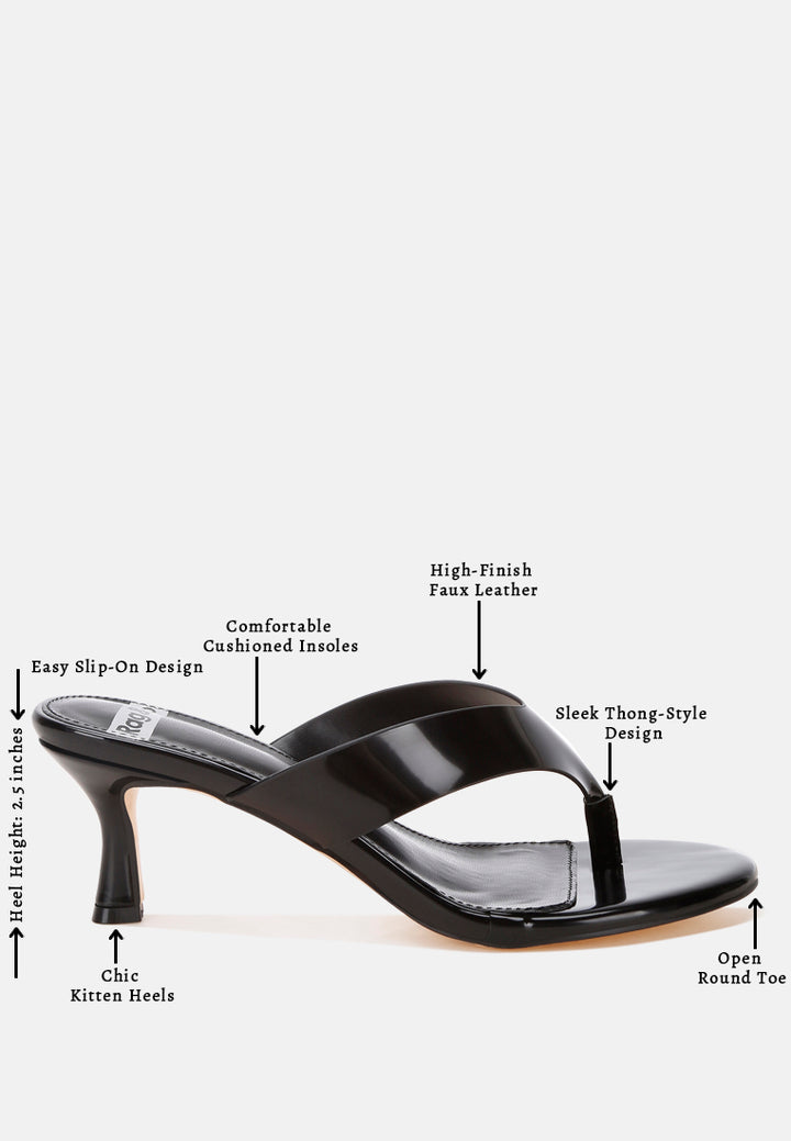 bbeaboux thong strap kitten heel sandals#color_black patent