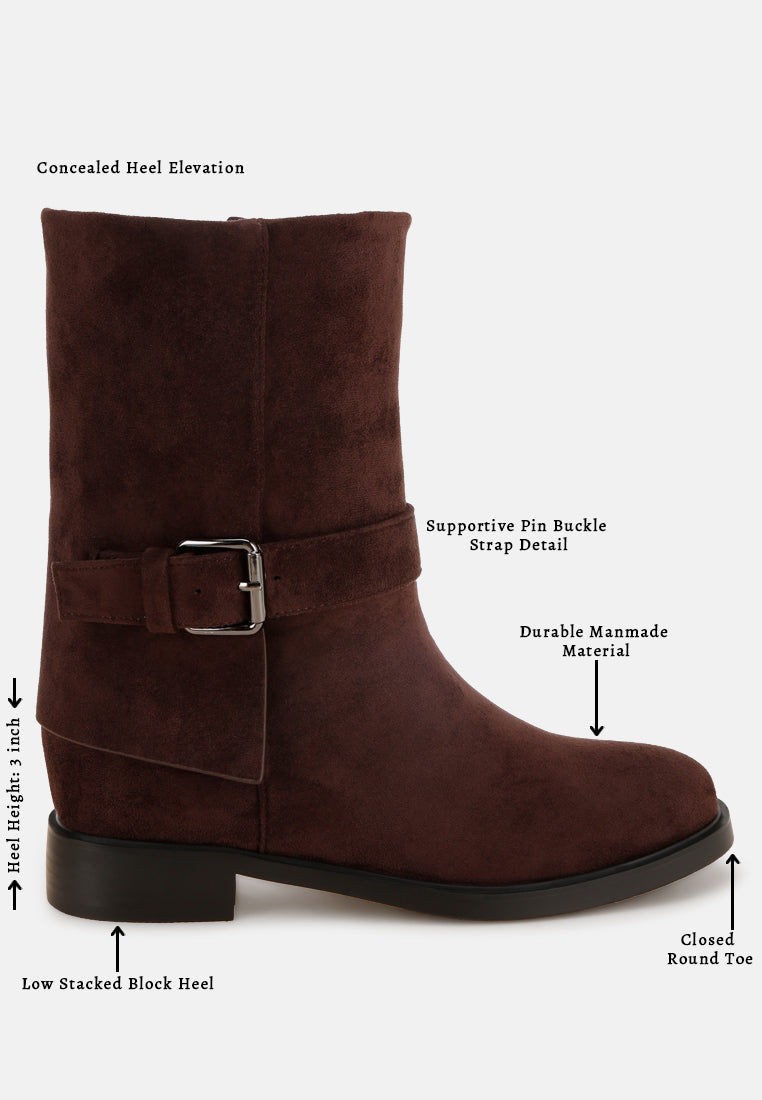 Tall & Taken Harness Detail Calf Boots#color_brown-suede
