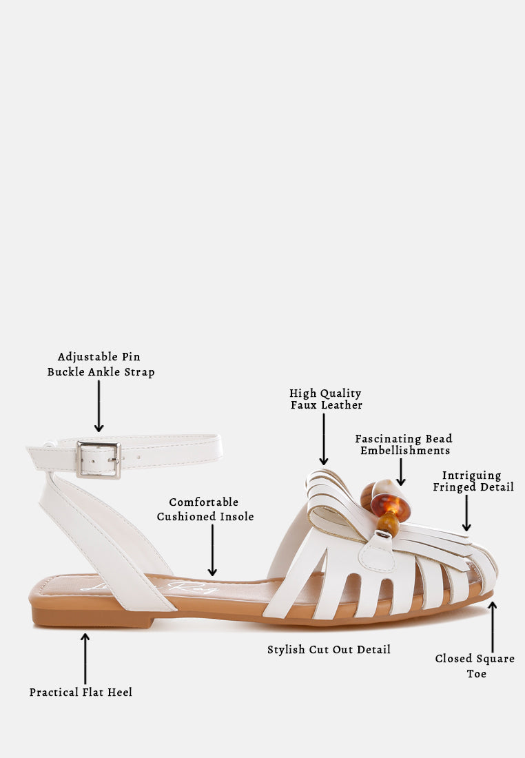 saguara cut work bead embellished flats by ft#color_white