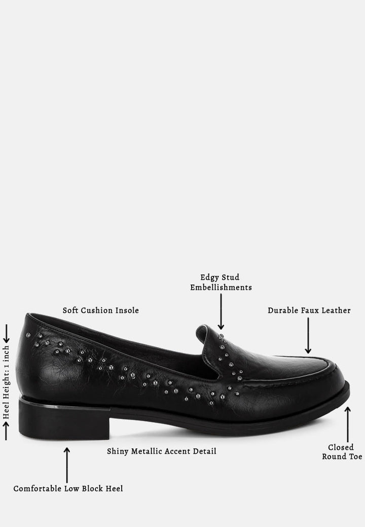 studded faux leather loafers by motes#color_black