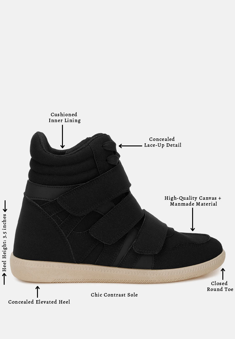 Cozy Wedge Triple Strap High-Top Sneakers#color_black