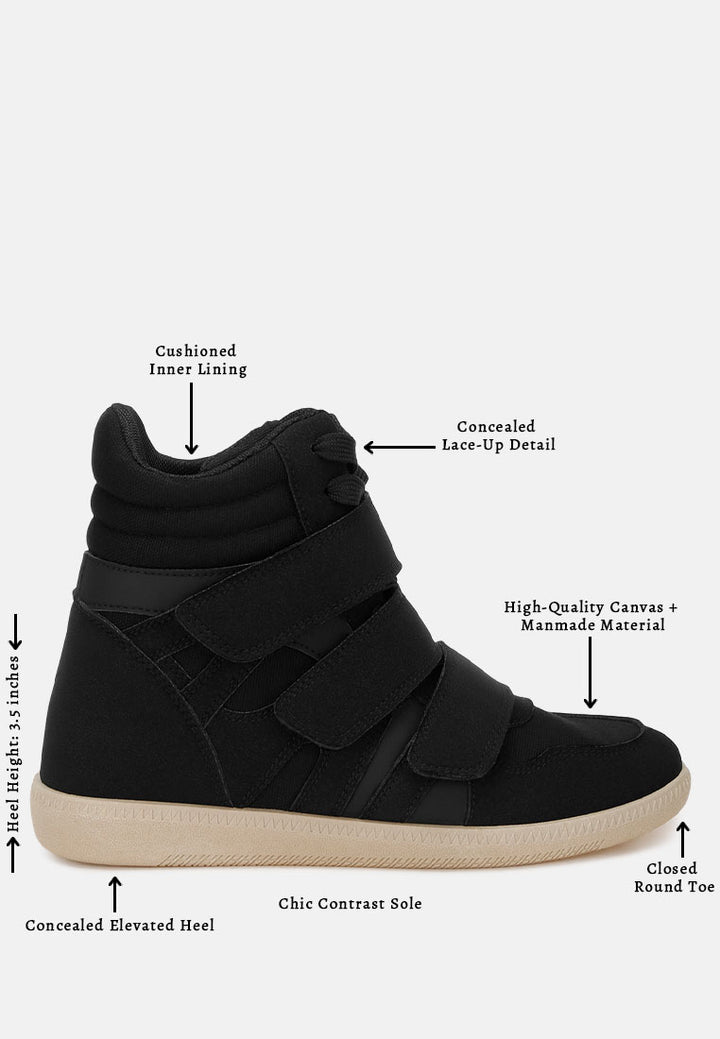 Cozy Wedge Triple Strap High-Top Sneakers#color_black