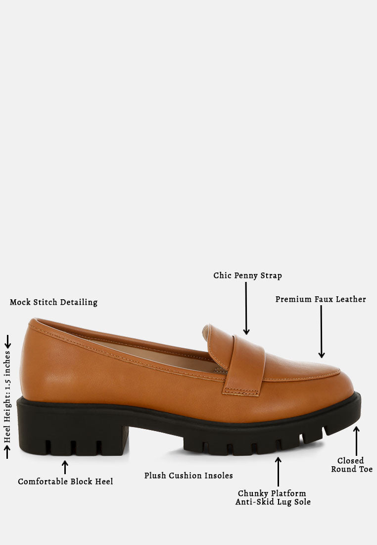 peridot faux leather chunky loafers#color_tan