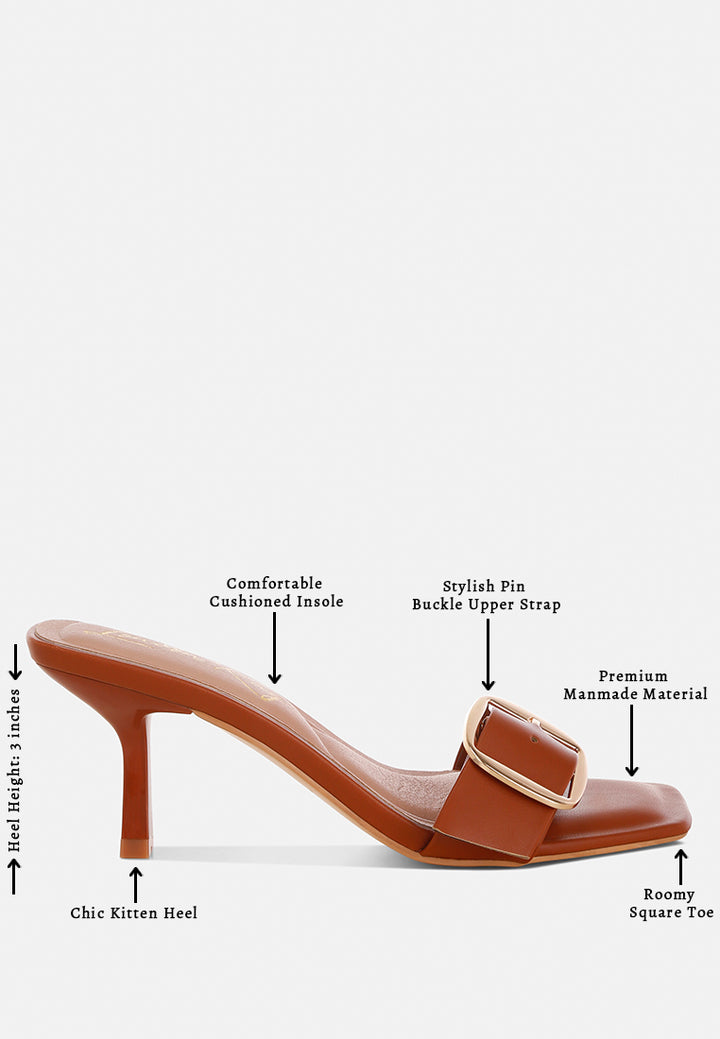 buckle strap slip on sandals by mode#color_Tan