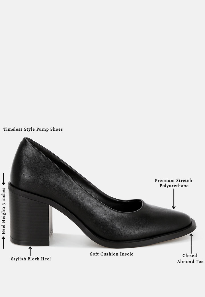 Amalina Almond Toe Block Heel Pumps#color_black-smooth
