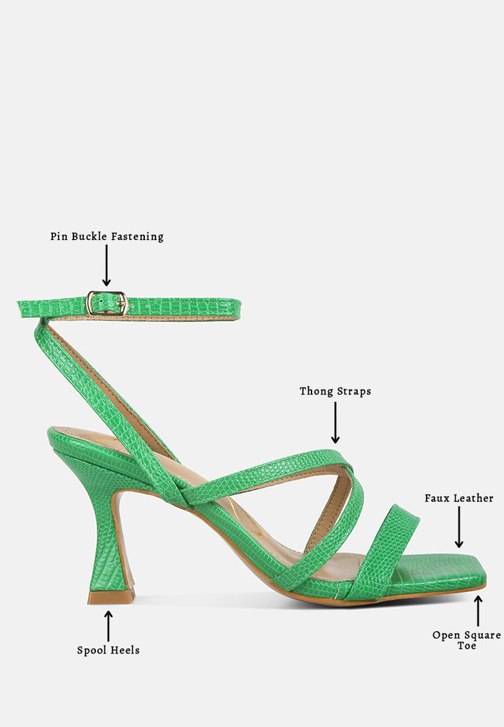 serling croc spool heel sandals#color_green