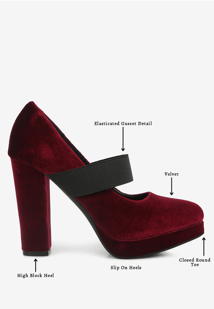 krause high block heel velvet pumps#color_burgundy