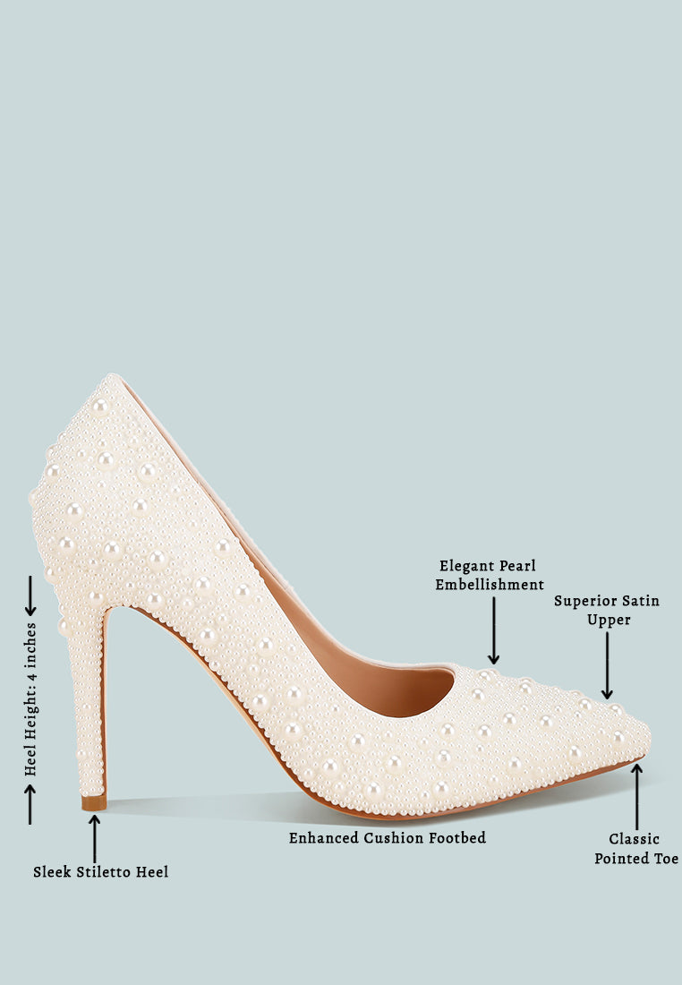 Arabella Pearls Embellished Stiletto Pumps