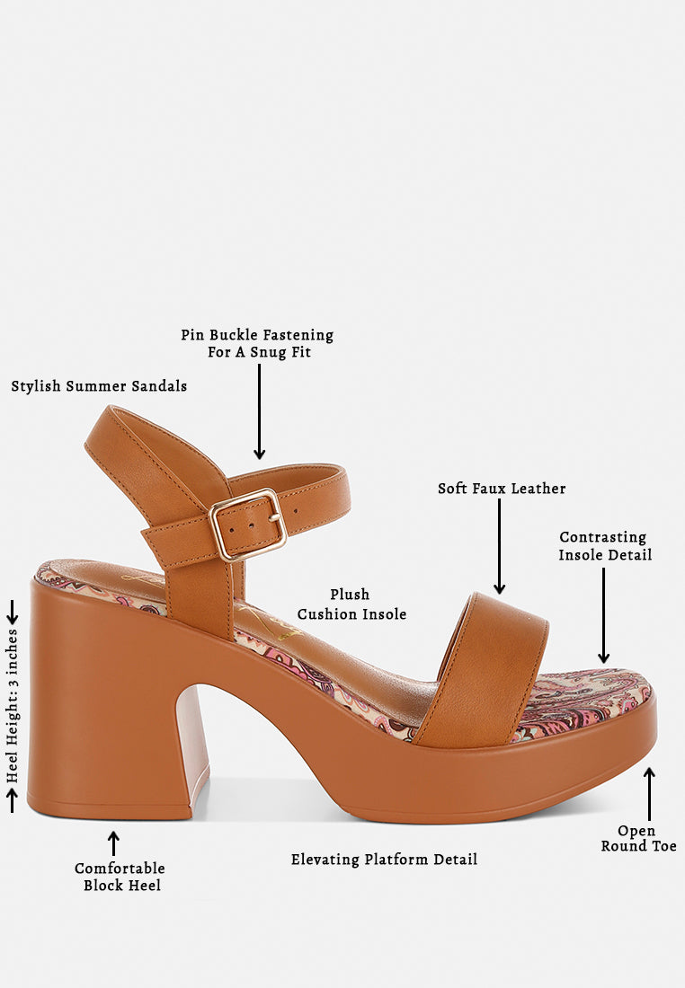 faux leather pin buckle platform heels by mode#color_tan