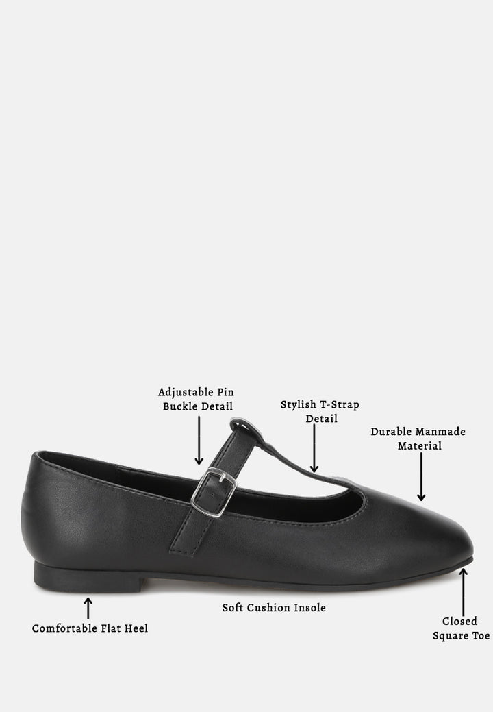 velsna pin buckle ballet flats#color_black-smooth