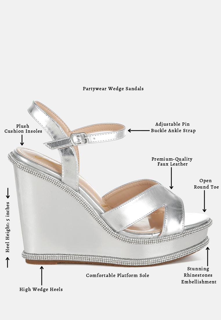 london rag women's rhinestones embellished wedge sandals by motes#color_silver