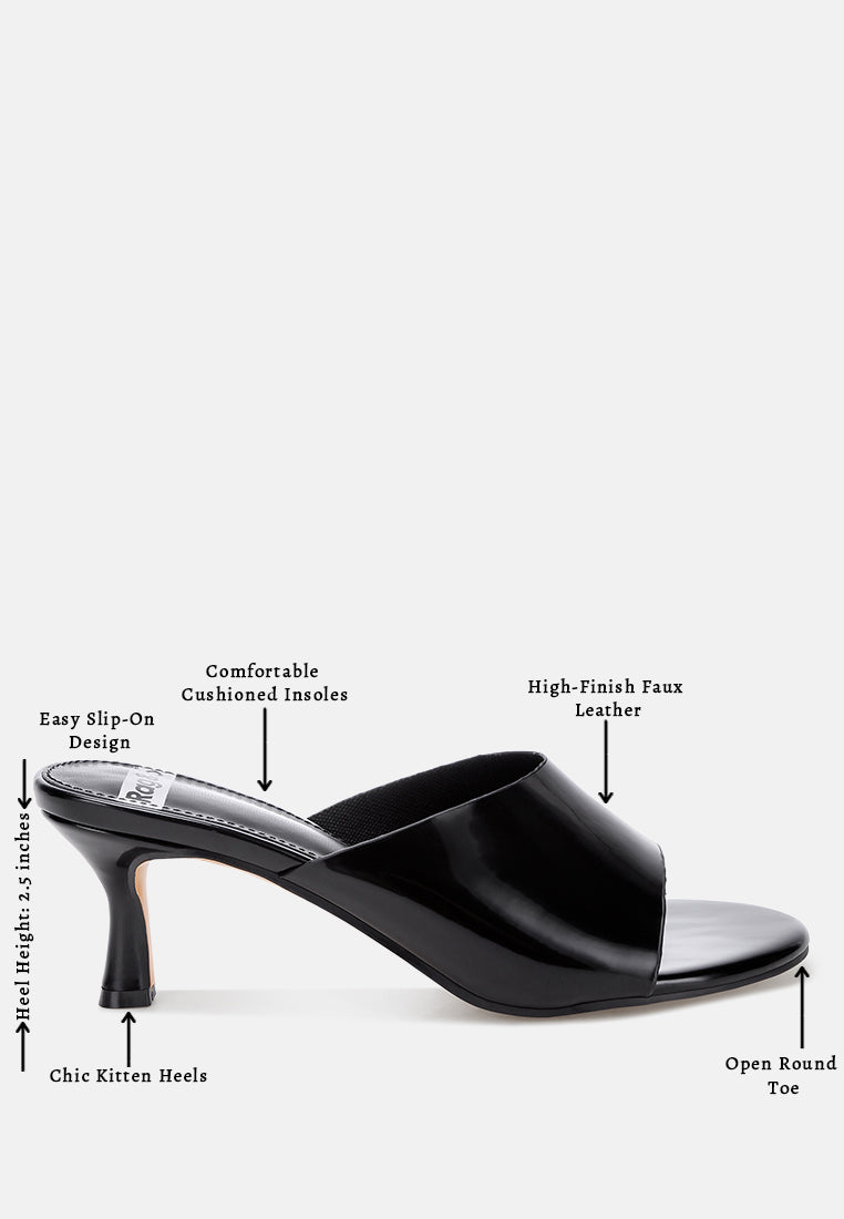 maude slip on kitten heels#color_black  Patent Manmade Leather