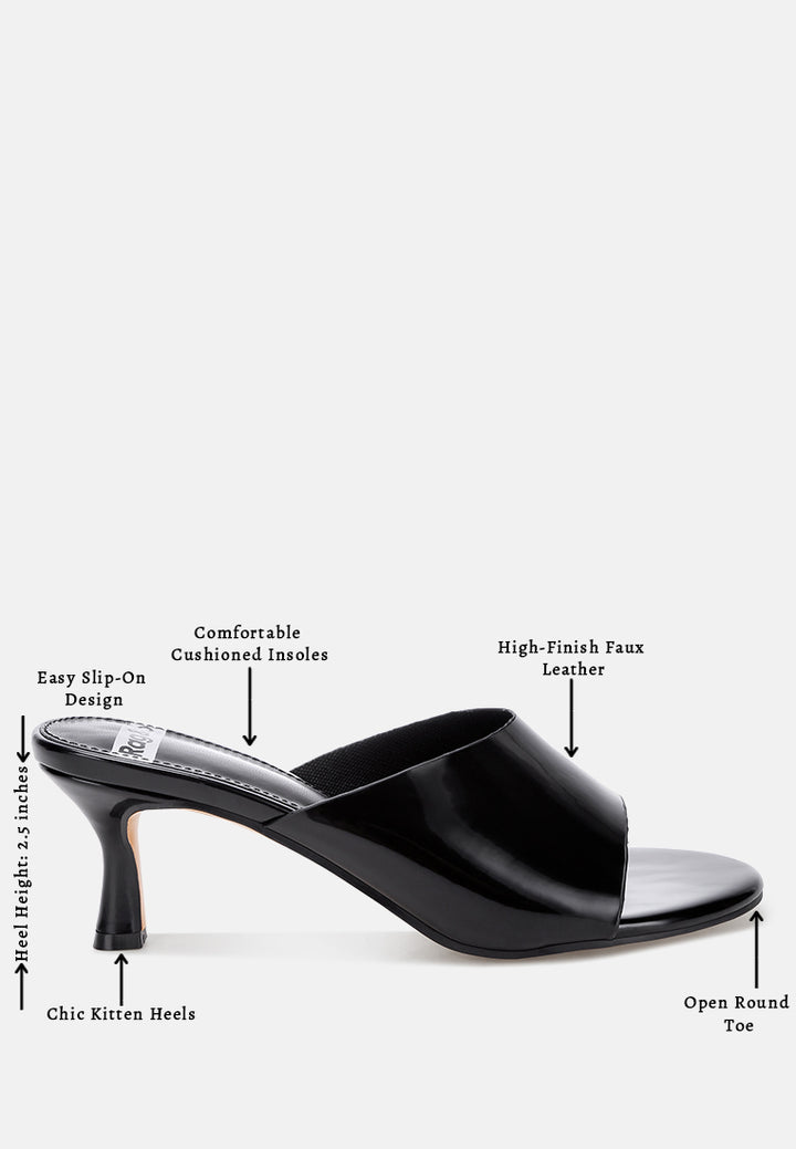 maude slip on kitten heels#color_black  Patent Manmade Leather