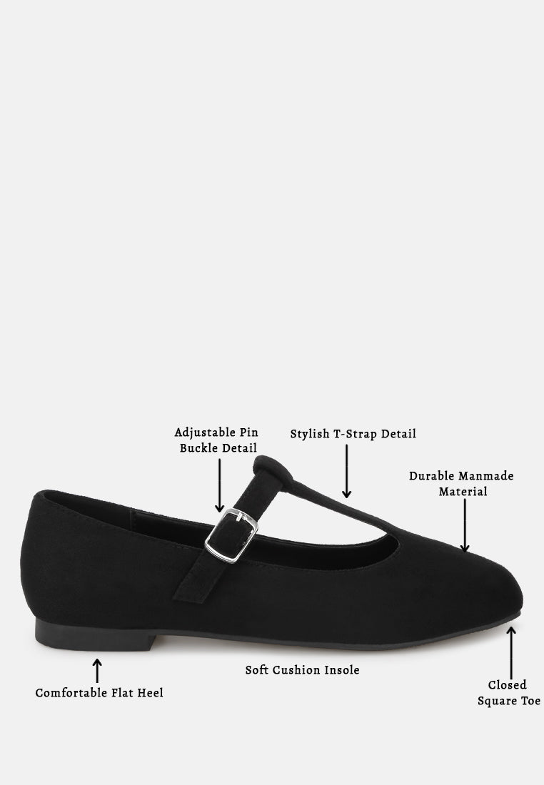 velsna pin buckle ballet flats#color_black-suede