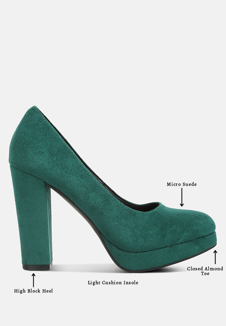 delia seude block heel pumps#color_green