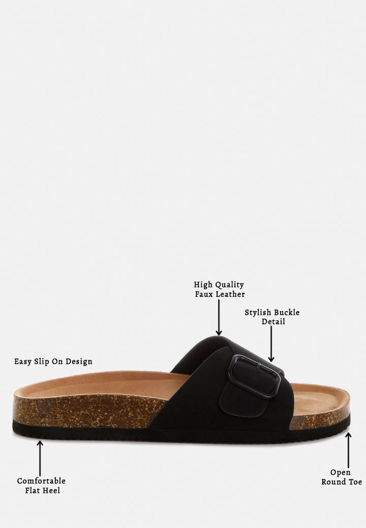 aranda buckled slide-on sandals#color_black-nubuck-faux-leather