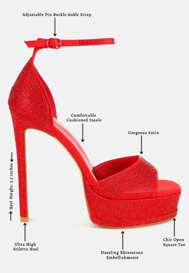 alaya rhinestones high stiletto heel sandals#color_Red Satin