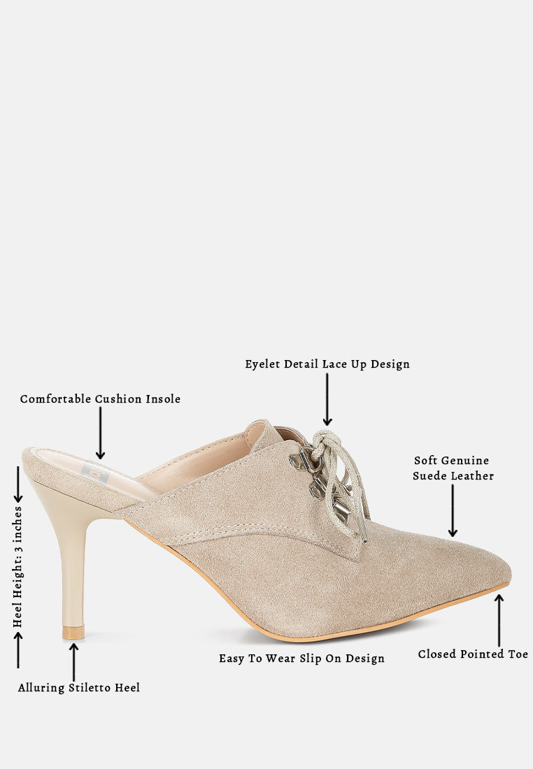 genuine suede leather stiletto mules by rag#color_beige