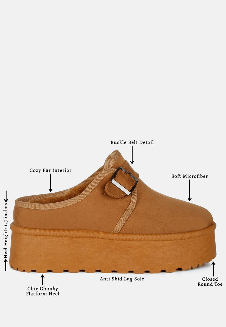 mayfield buckle strap fur platform classic slip-on#color_tan